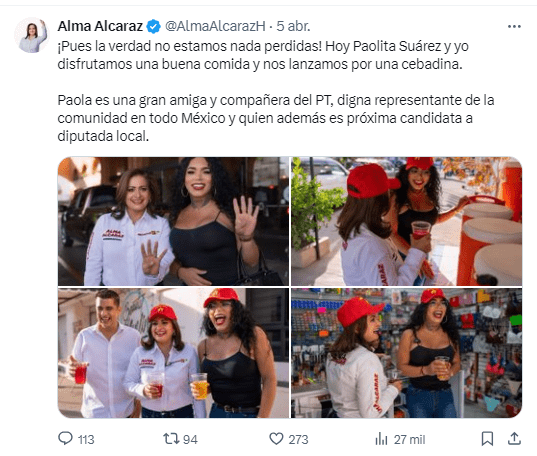 Alma Alcaraz mostró su apoyo a Paola